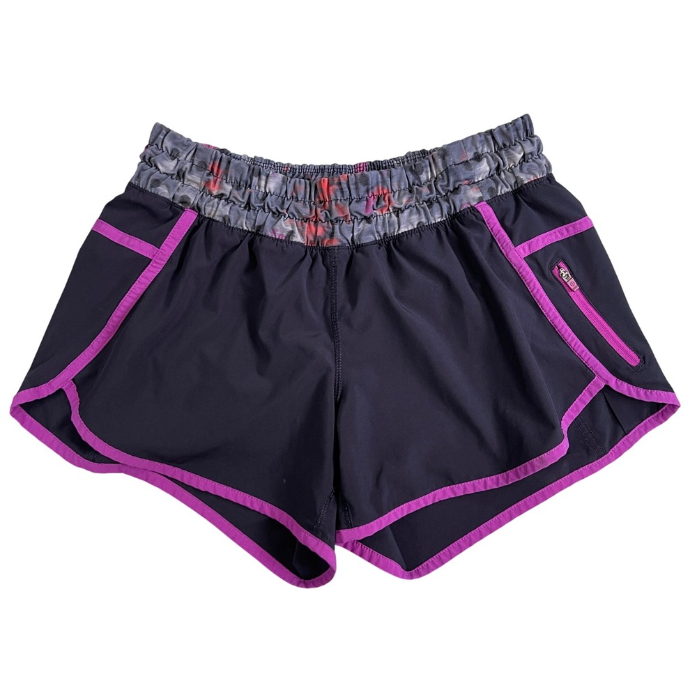 Lululemon Tracker III 4-Way Stretch Lined Shorts Womens 6 Navy Blue Magenta